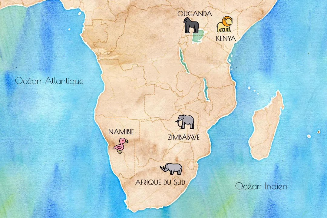 Carte de nos Safaris