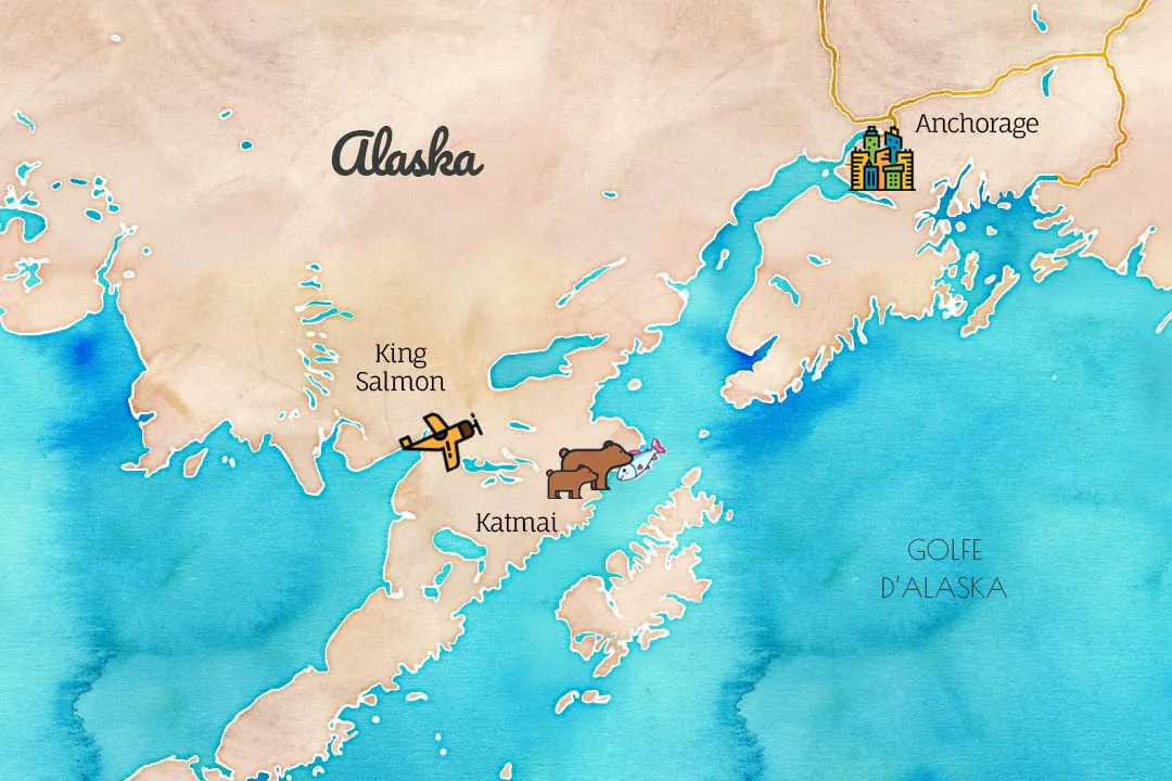 Carte de notre séjour en Alaska